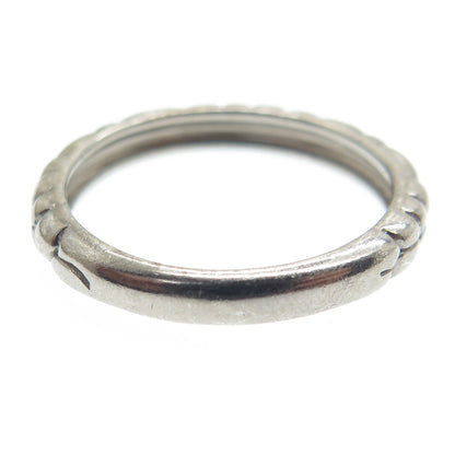 SMK 925 Sterling Silver Black Rhodium Pebble Band Ring Size 6.75