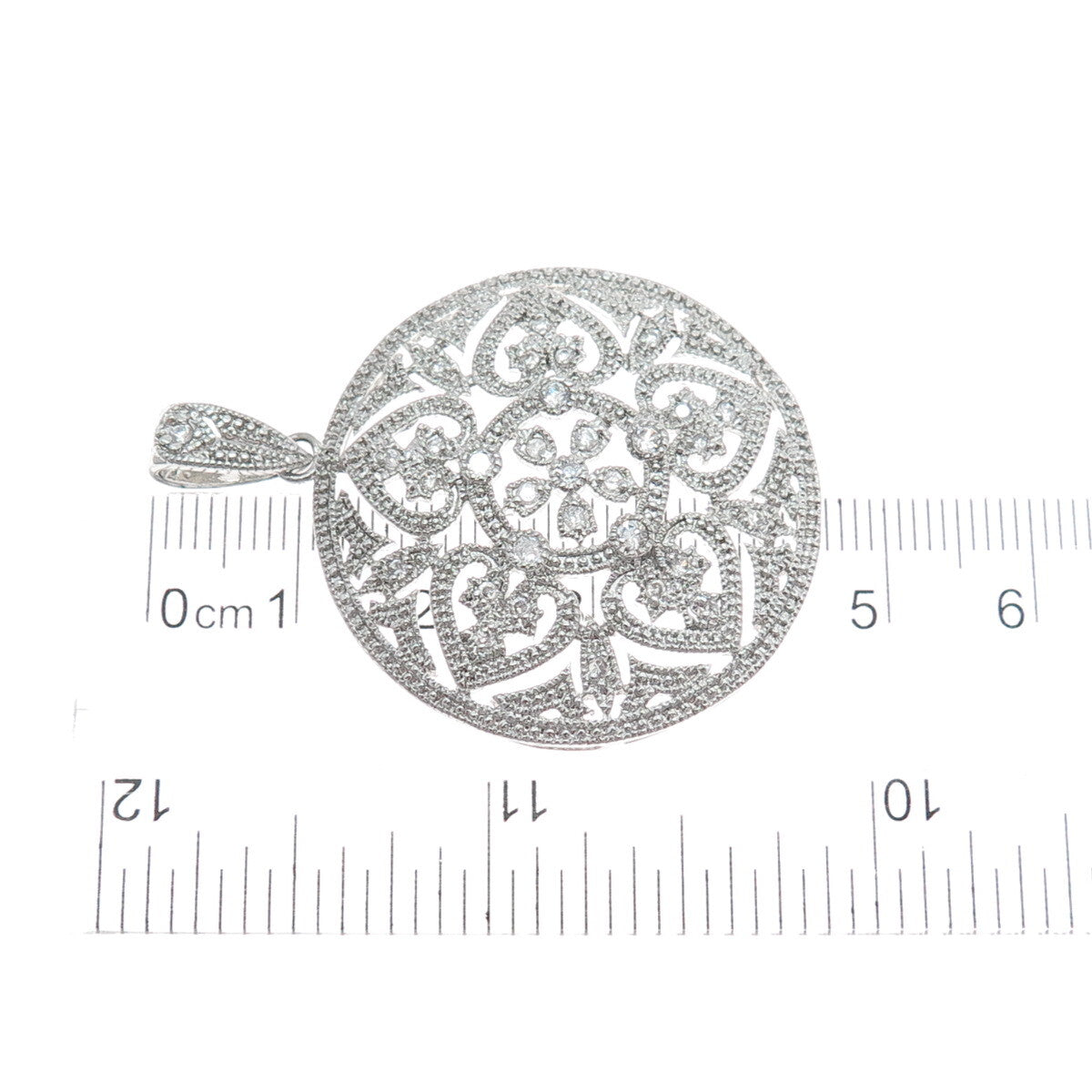 DEE BERKLEY JEWELRY 925 Sterling Silver Round-Cut Shaped C Z Sparkle Pendant