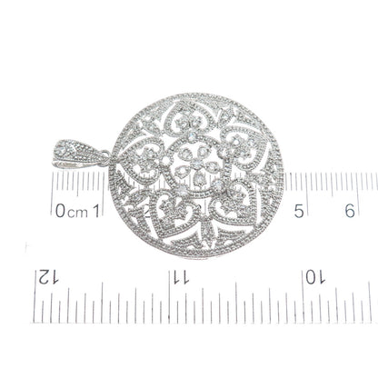 DEE BERKLEY JEWELRY 925 Sterling Silver Round-Cut Shaped C Z Sparkle Pendant
