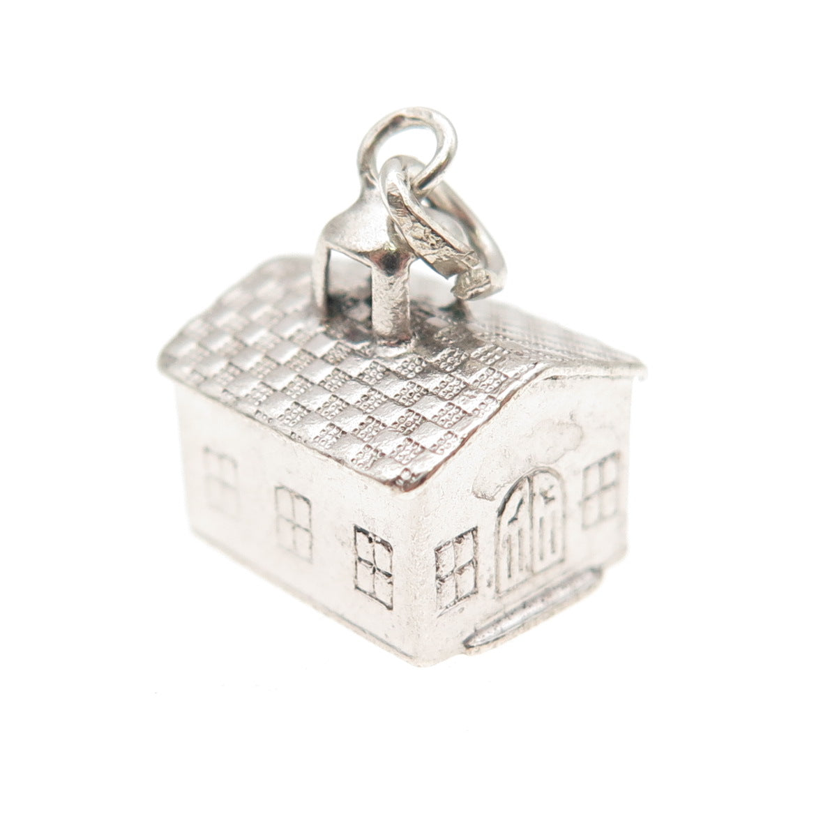 925 Sterling Silver Antique Art Deco Family House 3D Mini Charm Pendant