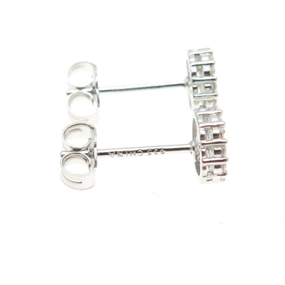 925 Sterling Silver Round-Cut C Z Sparkling Stud Earrings
