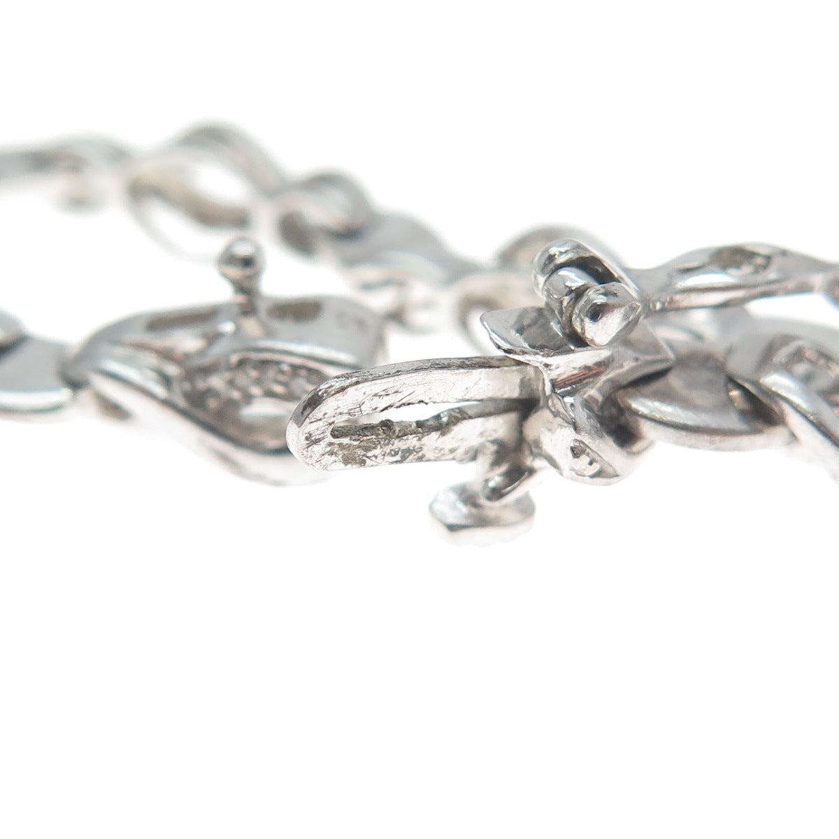JANE SEYMOUR Sterling Silver Real Round-Cut Diamond Infinity Link Bracelet 7.5"