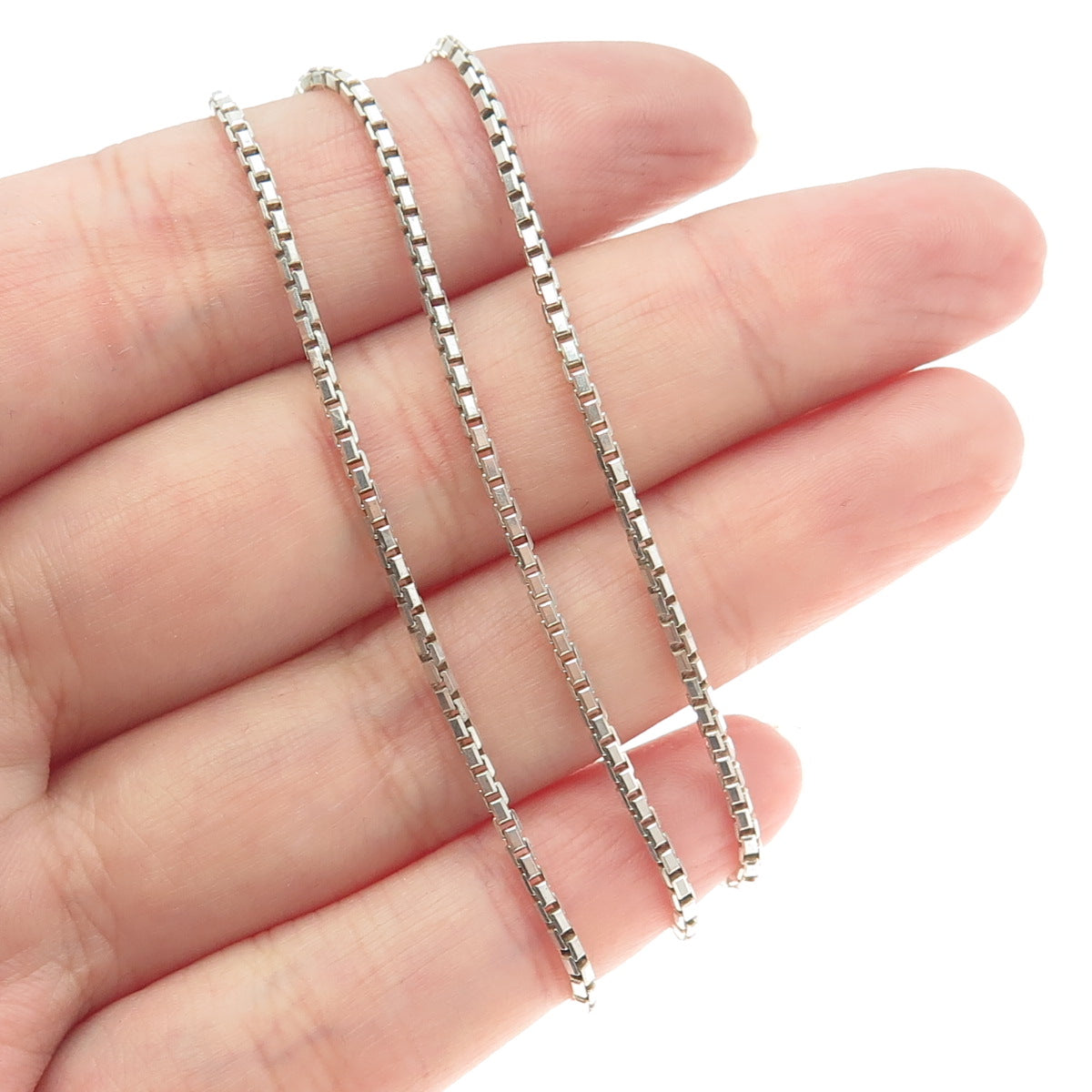 925 Sterling Silver Italy Box Chain Necklace 18"