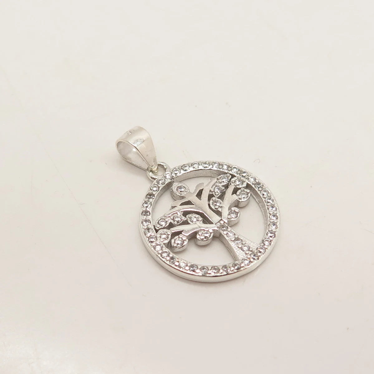 925 Sterling Silver C Z Tree of Life Pendant