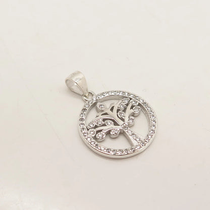 925 Sterling Silver C Z Tree of Life Pendant