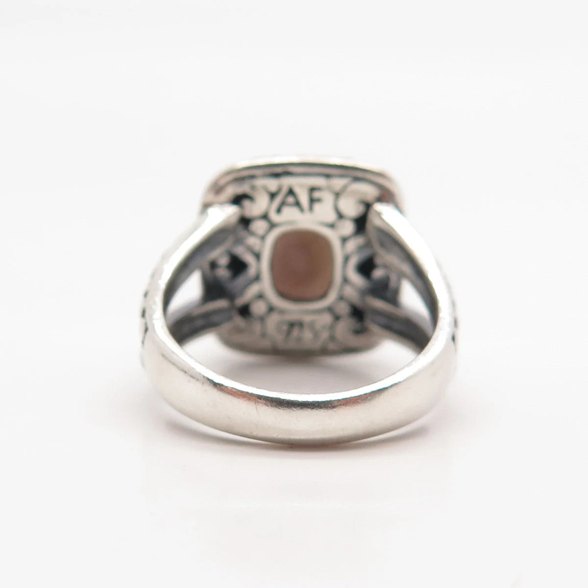 925 Sterling Silver Vintage Real Smoky Quartz Dots Ring Size 7.25