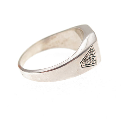 Dason 925 Sterling Silver Vintage Real Diamond & Cat's Eye Ring Size 10.75