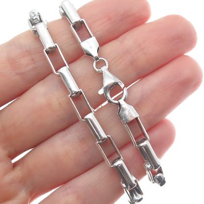 925 Sterling Silver Vintage Italy Open Box Chain Necklace 18"