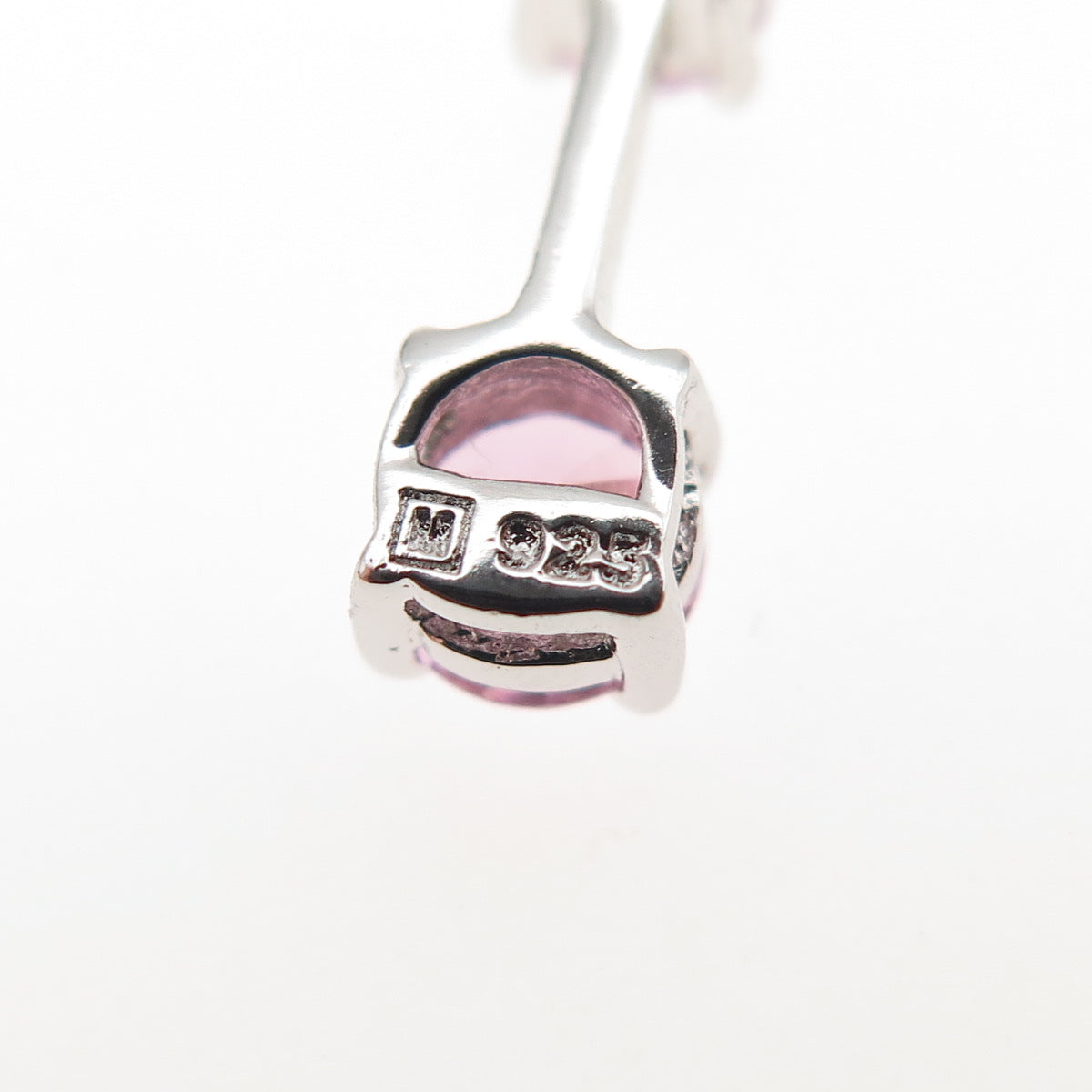 925 Sterling Silver Round-Cut Pink C Z Graduated Drop Cable Chain Necklace 18"