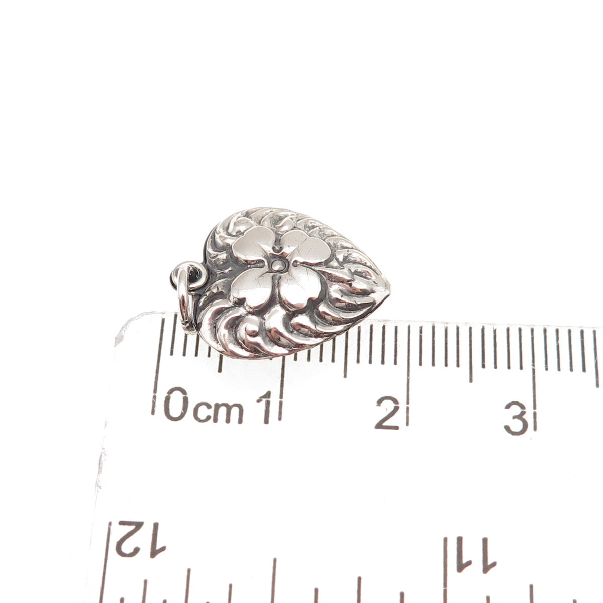 925 Sterling Silver Antique Art Deco Chatelaine Clover Heart Mini Charm Pendant