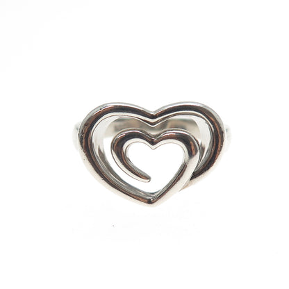 SLV Sadye L Vassil 925 Sterling Silver Vintage Swirl Heart Ring Size 7.25