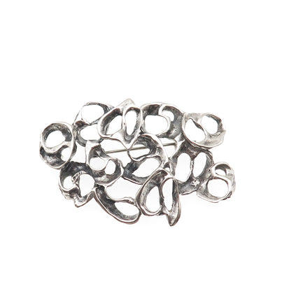 925 Sterling Silver Vintage Modernist Oxidized Pin Brooch / Pendant