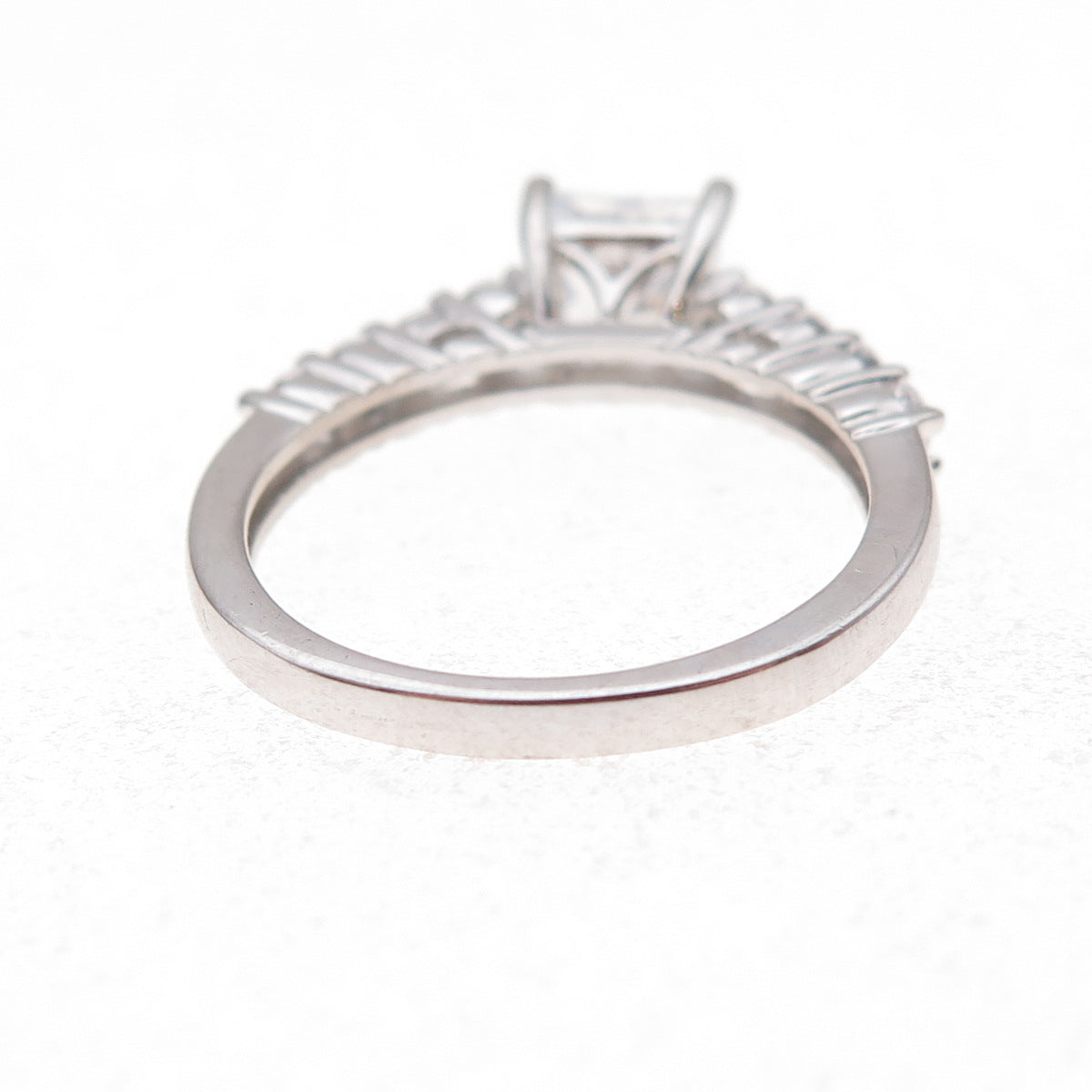 JH Young 925 Sterling Silver Princess & Round-Cut C Z Engagement Ring Size 7