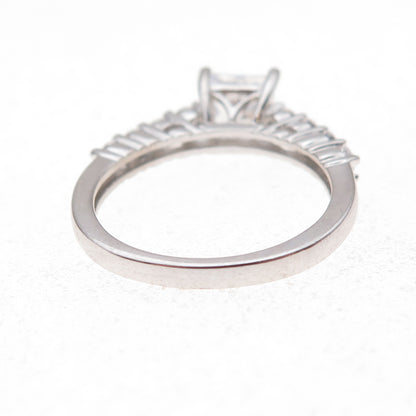 JH Young 925 Sterling Silver Princess & Round-Cut C Z Engagement Ring Size 7
