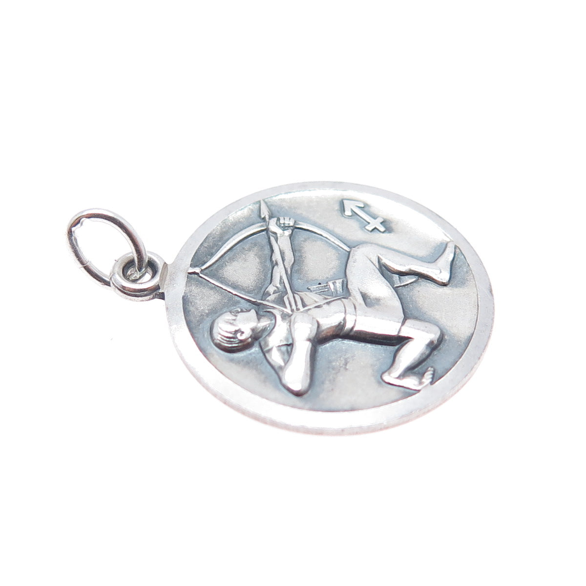 925 Sterling Silver Vintage Sagittarius Zodiac Sign Oxidized Charm Pendant