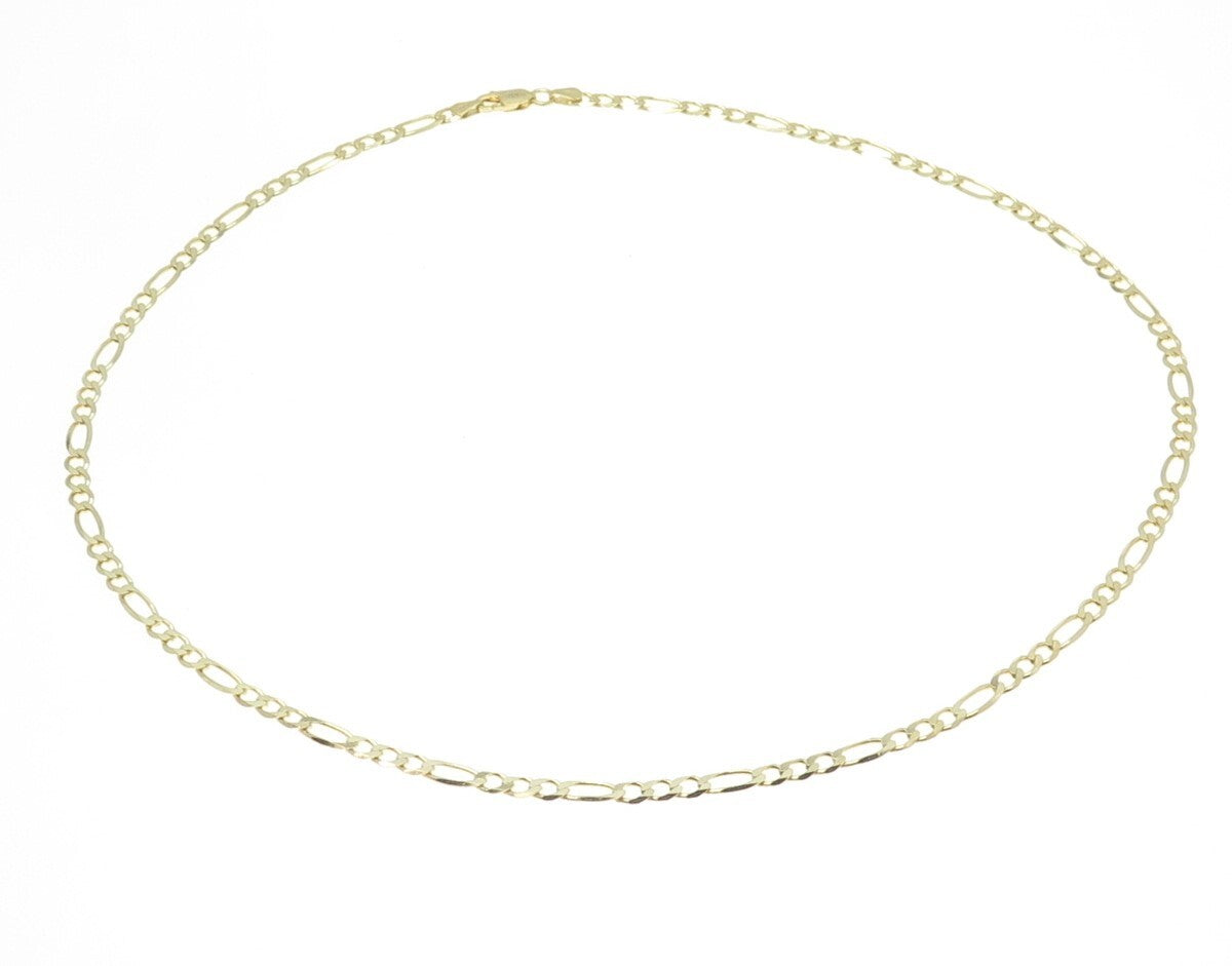 HAN 925 Sterling Silver Gold Plated Italy Figaro Chain Necklace 22"