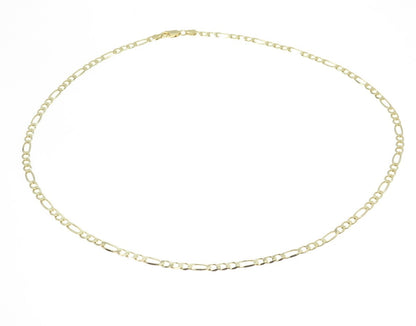 HAN 925 Sterling Silver Gold Plated Italy Figaro Chain Necklace 22"