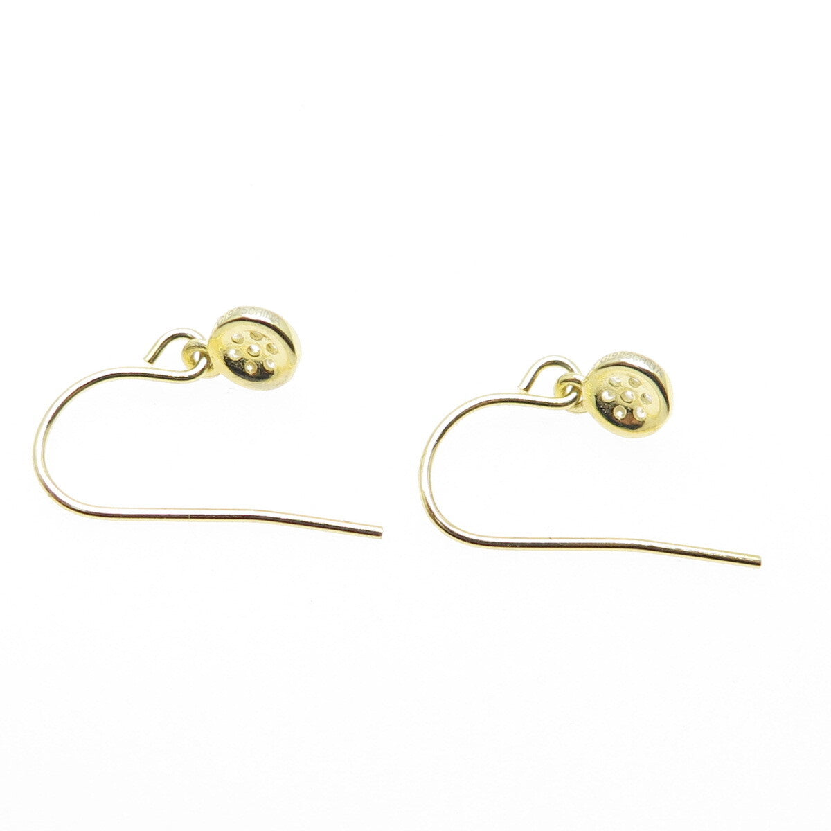 925 Sterling Silver Gold Plated Round-Cut C Z Dangle Earrings