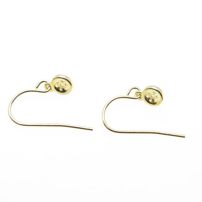 925 Sterling Silver Gold Plated Round-Cut C Z Dangle Earrings