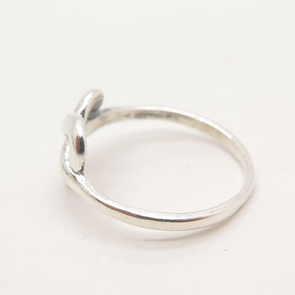 925 Sterling Silver Vintage Heart Knot Ring Size 8