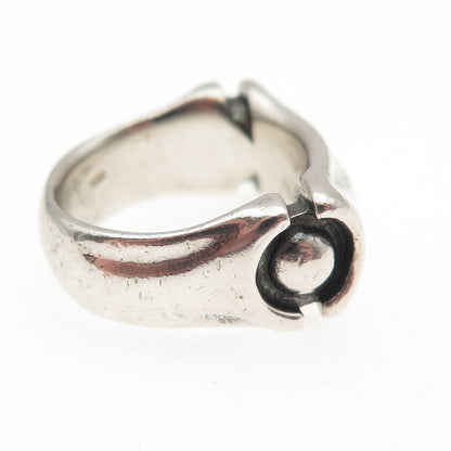 925 Sterling Silver Vintage Modernist Oxidized Ring Size 5.75