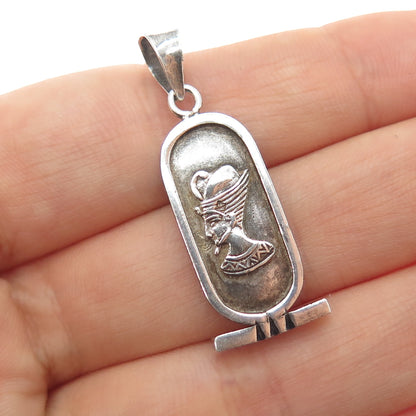 800 Silver Vintage Egyptian Pharaoh Cartouche Oxidized Charm Pendant