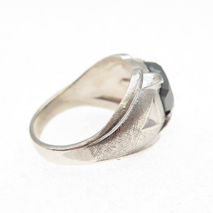 Wheeler Mfg Co. 925 Sterling Silver Antique Art Deco Real Hematite Ring Size 6.5