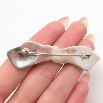 925 Sterling Silver Vintage Bow Pin Brooch
