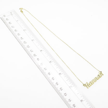 925 Sterling Silver Gold Plated "Hannah" Name Cable Chain Necklace 16"