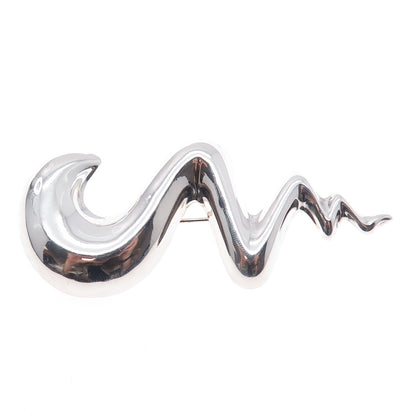 925 Sterling Silver Vintage Mexico Modernist Zig Zag Pin Brooch