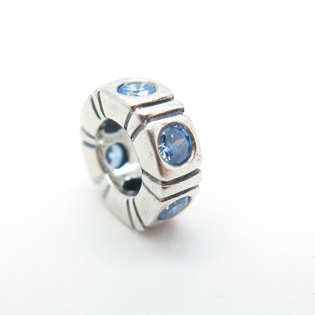 PANDORA 925 Sterling Silver Blue C Z Bead Charm