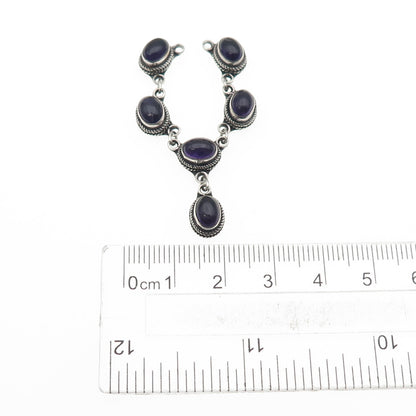 925 Sterling Silver Vintage Real Cabochon Amethyst Centerpiece Necklace Part
