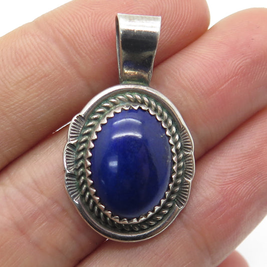 BEGAY NAVAJO Old Pawn 925 Sterling Silver Vintage Southwestern Lapis Pendant