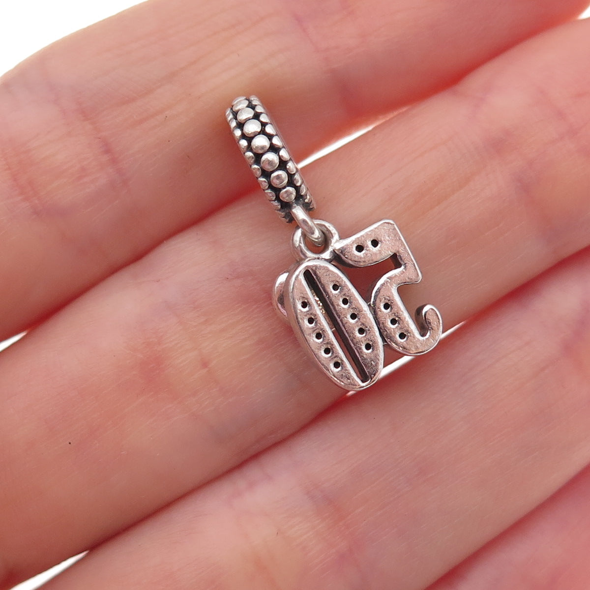Pandora 925 Sterling Silver Round-Cut C Z 50th Celebration Dangle Charm