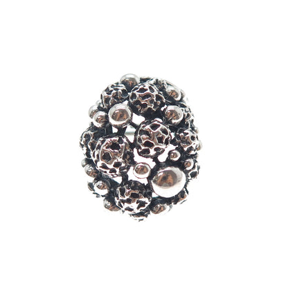 BEAU 925 Sterling Silver Antique Beaded Oxidized Adjustable Ring Size 6.75