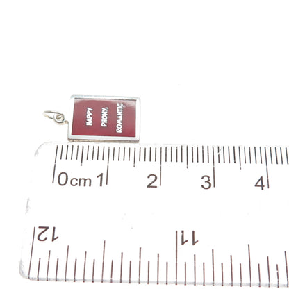 925 Sterling Silver Red Enamel Happy Phony, Romantic Minimalist Charm Pendant