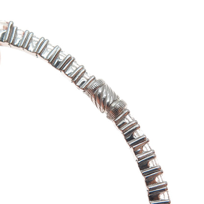 925 Sterling Silver Round-Cut C Z Tennis Link Bangle Bracelet 7.75"