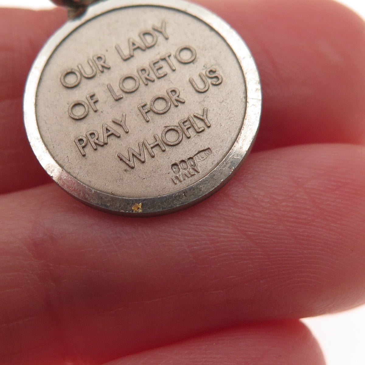 800 Silver Vintage Italy Our Lady of Loreto Mini Charm Pendant