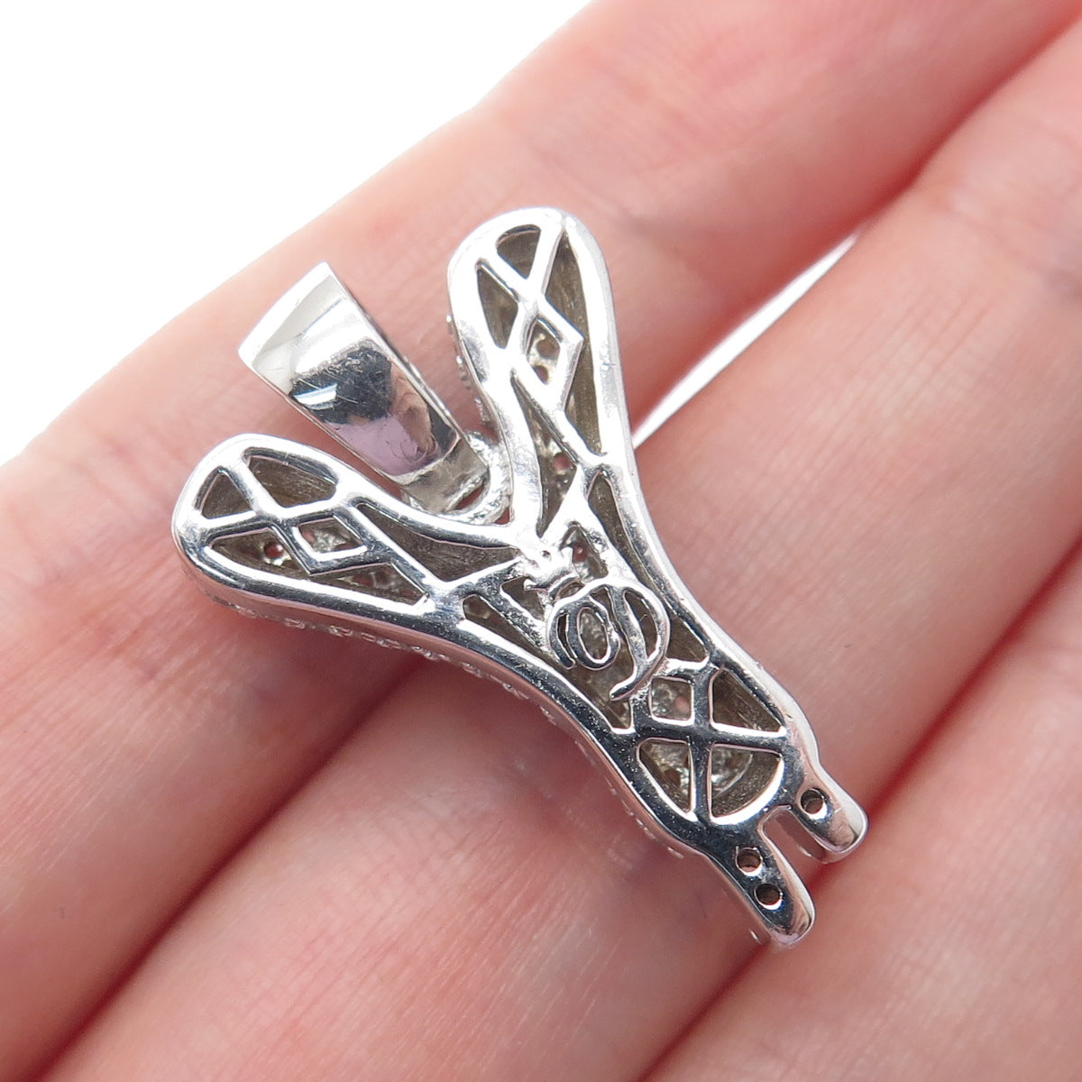 925 Sterling Silver Round-Cut C Z Sparkle Melted Letter Y Initial Charm Pendant