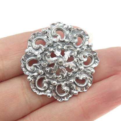 925 Sterling Silver Antique Victorian Ornate Pin Brooch / Pendant