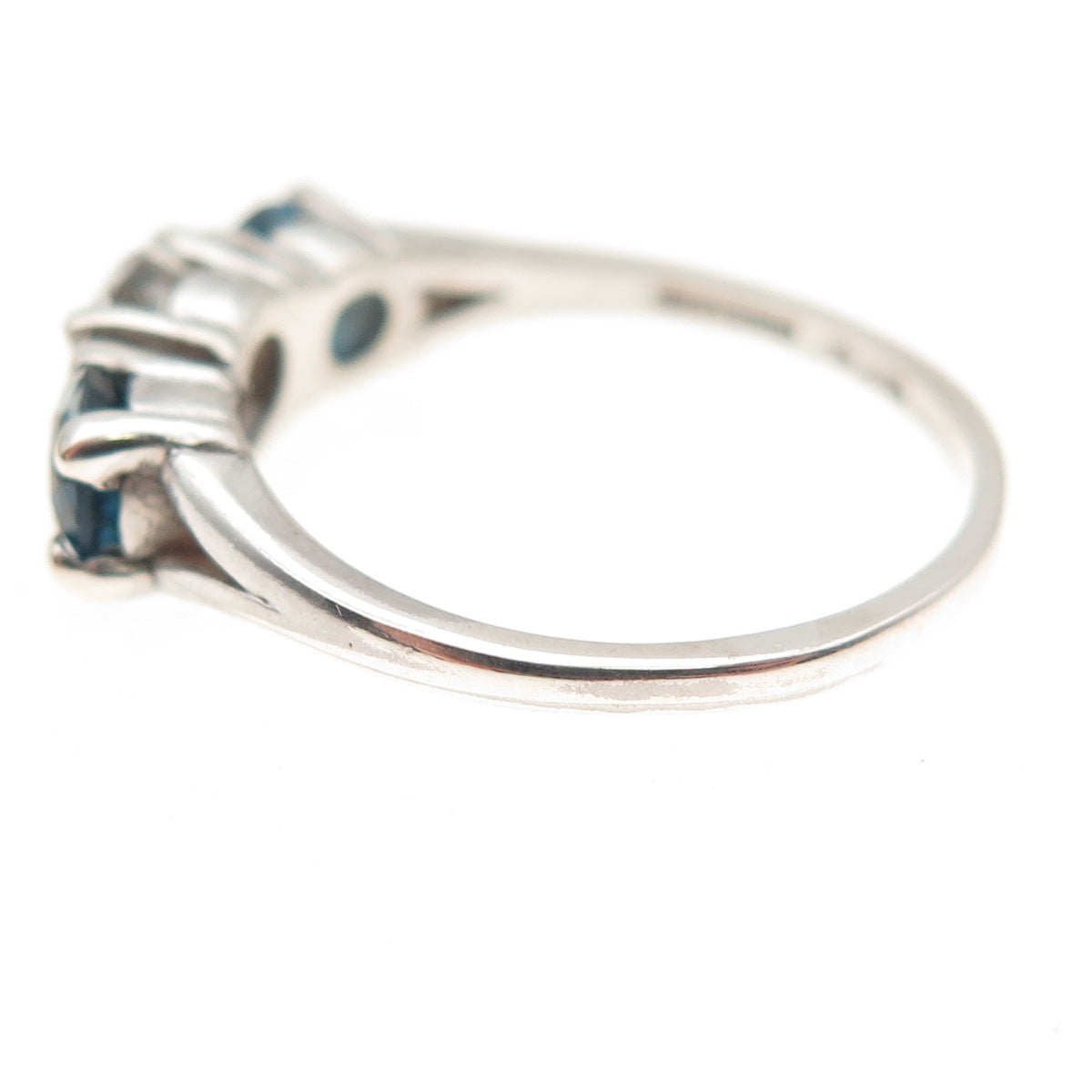 Badavici 925 Sterling Silver Vintage Real London Blue & White Topaz Ring Size 8