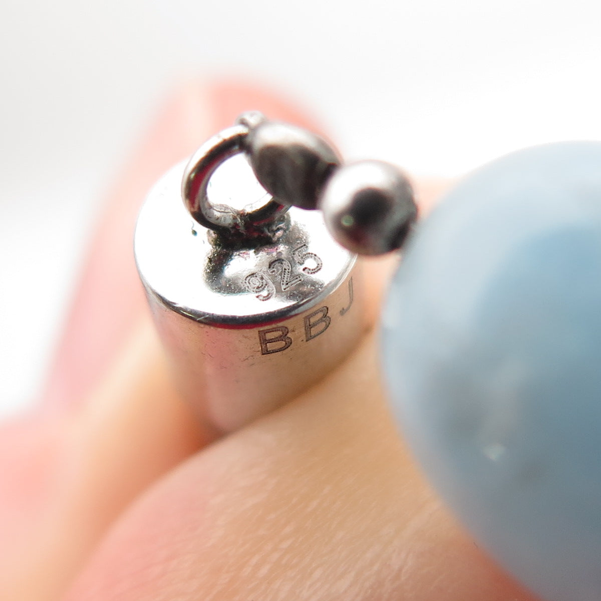 925 Sterling Silver Real Aquamarine Beaded Necklace 20"