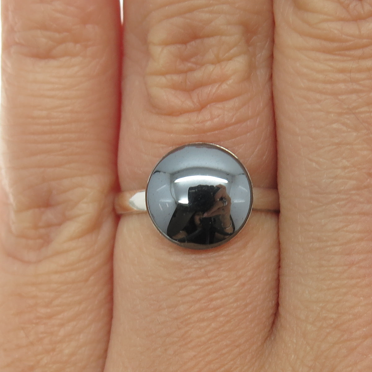 925 Sterling Silver Vintage Real Hematite Gemstone Ring Size 5.75