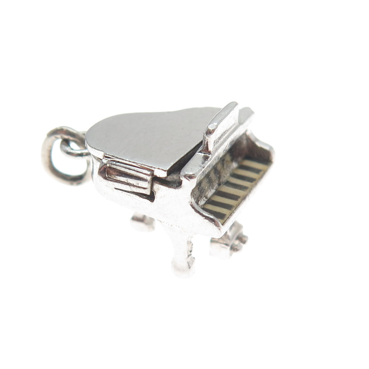 WELLS 925 Sterling Silver Vintage Piano Locket Minimalist Charm Pendant