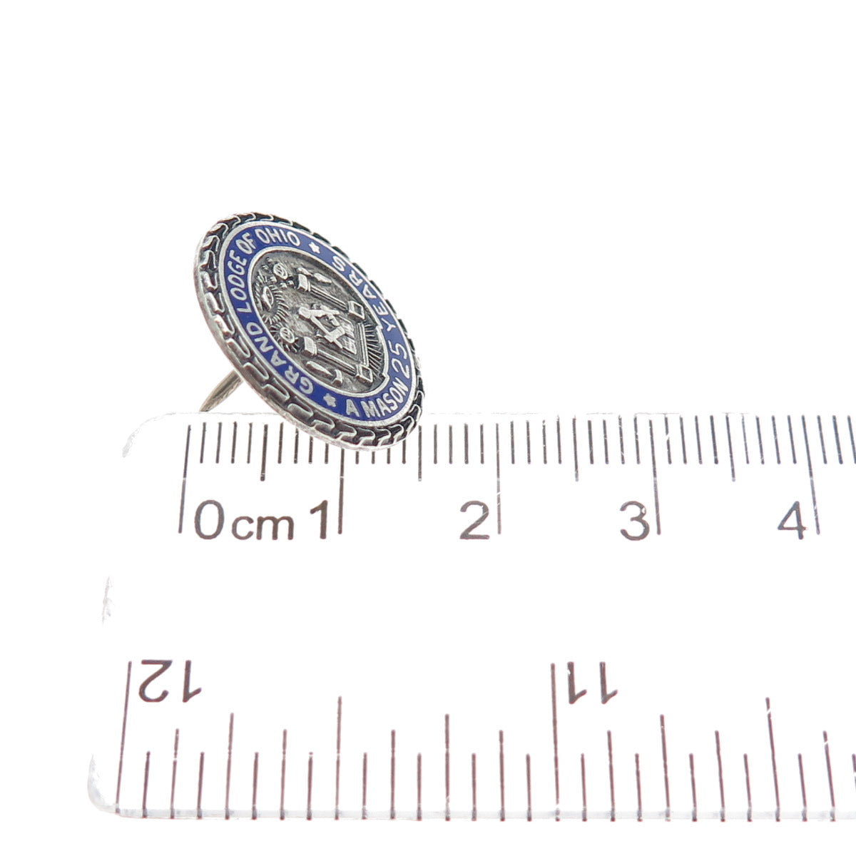 AULD Sterling Silver Vintage Enamel Grand Lodge of Ohio Mason 25 Years Lapel Pin