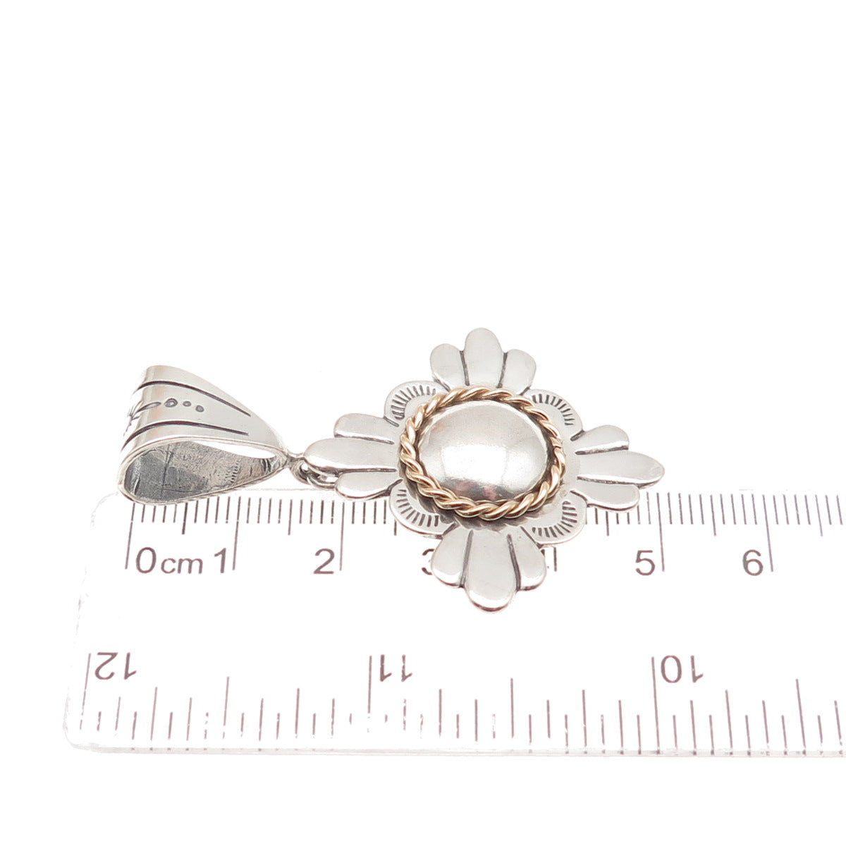 925 Sterling Silver 2-Tone Vintage Southwestern Cross Charm Pendant