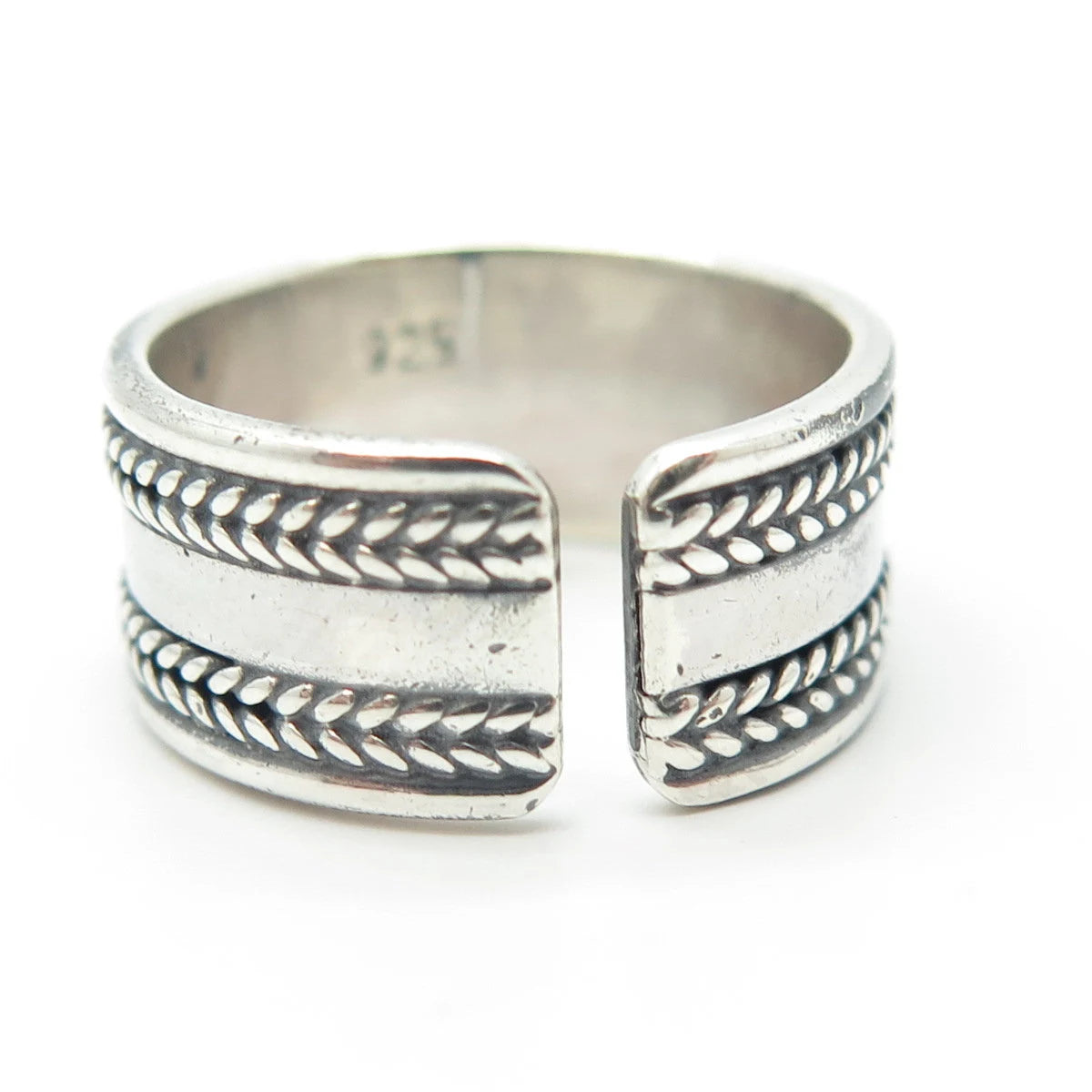 925 Sterling Silver Vintage Wheat Adjustable Ring Size 7.75