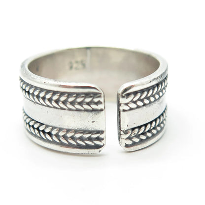 925 Sterling Silver Vintage Wheat Adjustable Ring Size 7.75