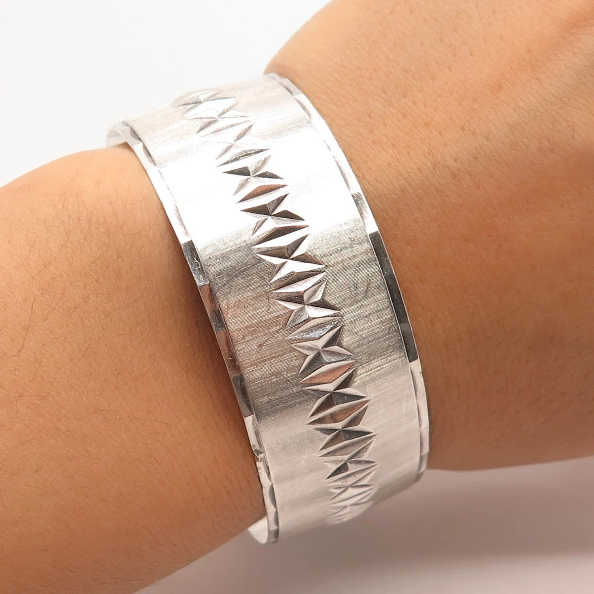 925 Sterling Silver Vintage Gorham Satin Finish Carved Adjustable Bracelet 7.25"