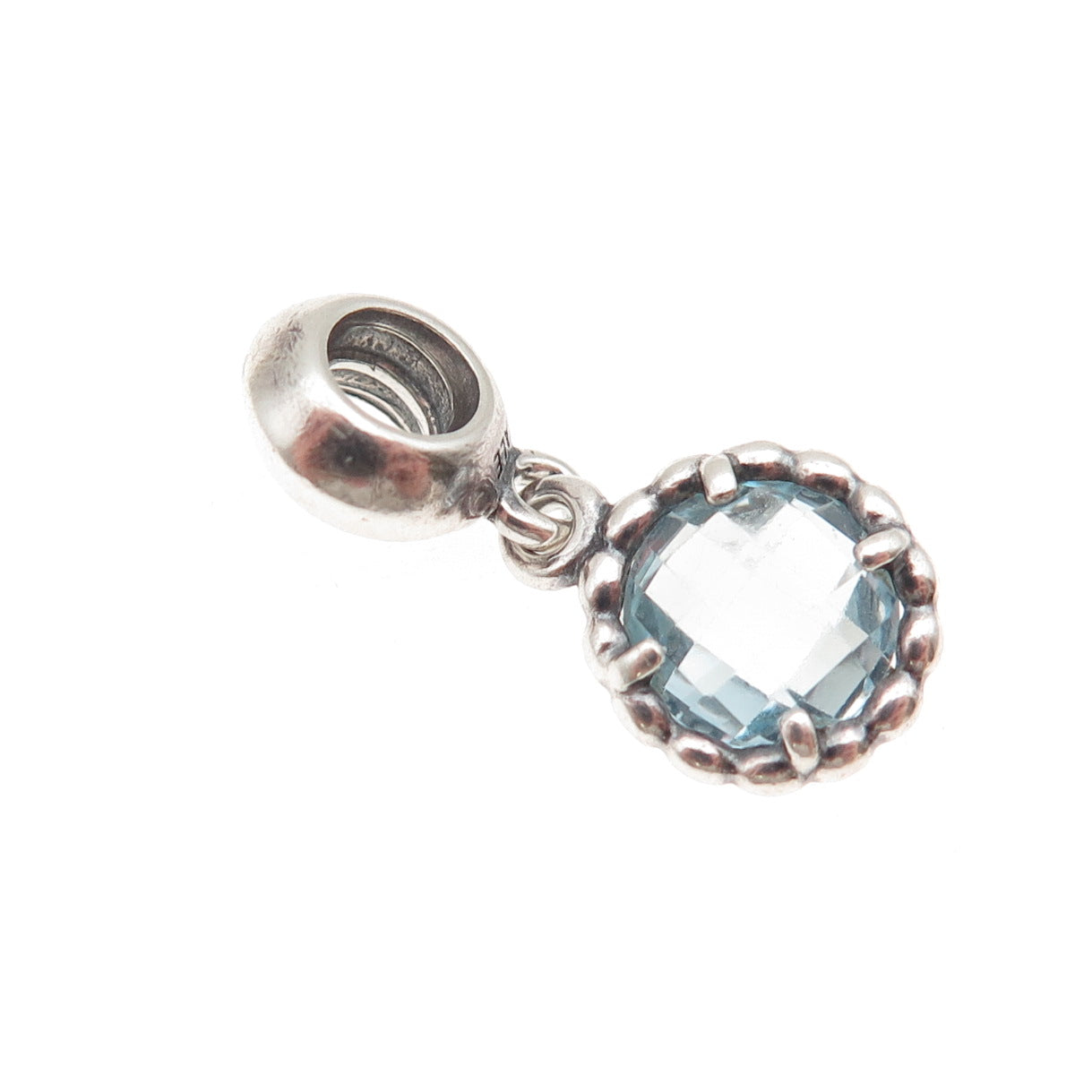 PANDORA 925 Sterling Silver Real Blue Topaz Cool Breeze Dangle Charm